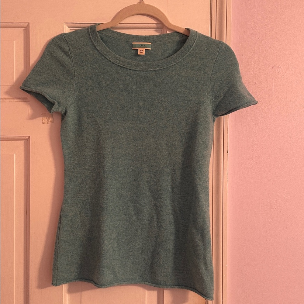 J. Crew Cashmere Light blue-green Short Sleeve